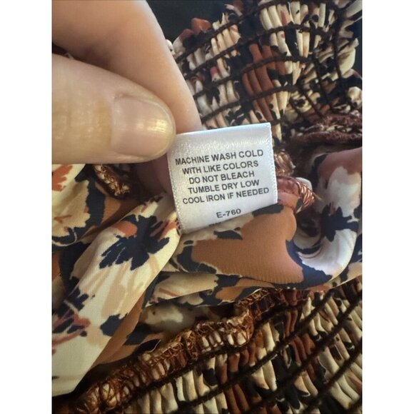 Evereve Floral Blouse Women Large Pink Half Button Prairie Bohemian Cottagecore - Picture 8 of 8